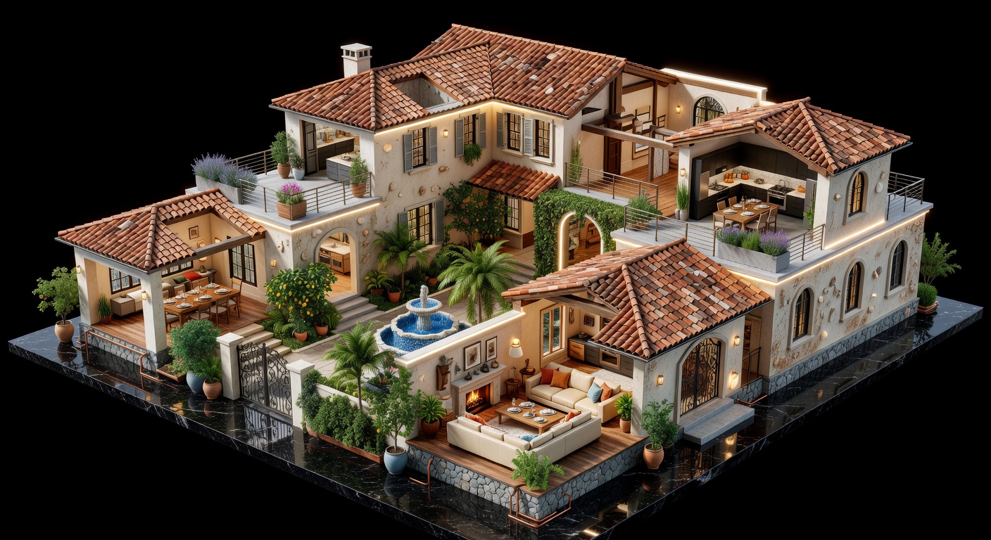 3D dollhouse view of a sprawling Naples estate created with Matterport technology, intricate architectural details, floating above the model, cinematic lighting